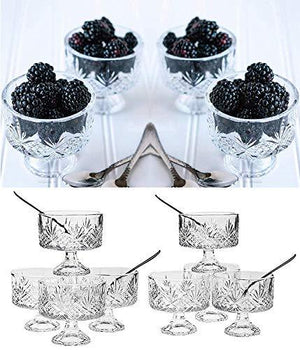 Crystal Dessert Bowls 16-Pc Trifle Tasting Set, Dessert, Ice Cream, Fruit Bowls - Le'raze by G&L Decor Inc