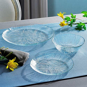 Elegant Floral Design [Set of 12] Dessert and Serving Plate, Glass Round Heavyweight Serving Plates, 7.5 inches - Le'raze by G&L Decor Inc