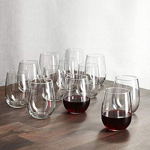 Stemless Wine Glasses Set of [12] Red Wine Glasses for White or Red Wine | Ideal Wine Gift for Wine Lovers, Durable Glassware Set - Le'raze by G&L Decor Inc