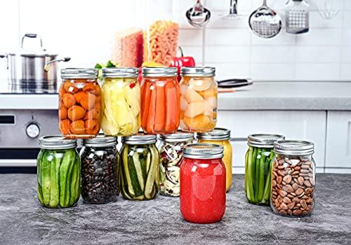  COHEALI Mason Jars 16 Oz 12pcs Glass Jars with Lids Clear Round Candle  Jars Empty Candle Tins for Candle Making Food Storage Container Canning Jar  for Spices Honey Jam Candy Cookies