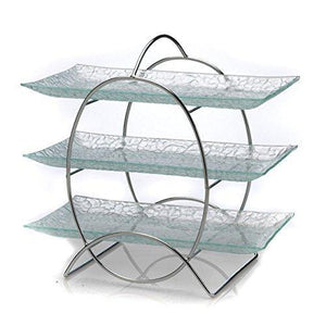 3 Tier Server Stand with Trays - Tiered Serving Platter - Perfect for Cake, Dessert, Shrimp, Appetizers & More - Le'raze Decor