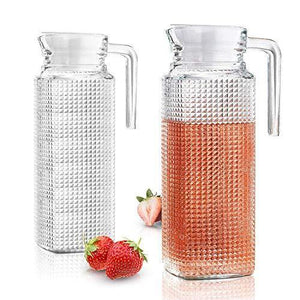 Glass Pitcher With Lid And Spout - 1.8-liter Water Pitcher With Handle For Chilled Beverage Homemade Juice, Iced Tea - Le'raze by G&L Decor Inc