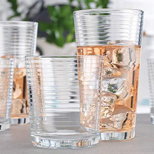 Set of 18 Sleek and Durable Drinking Glasses - Glassware Set Includes  6-17oz Highball Glasses, 6-13o…See more Set of 18 Sleek and Durable  Drinking