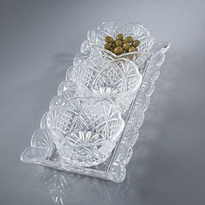 Le'raze Elegant Appetizer Serving Tray Condiment Server and Dip Bowl Set, Crystal Sparkling Design Relish Tray, For Dried Fruits, Nuts, Candy, and Dips - Le'raze by G&L Decor Inc