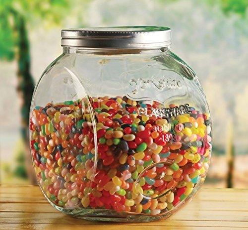 Wide Mouth Mason Jar – Food Preserving Canister With Metal Lid – Elegant Glass Cookie Jar With Lid 1.5 Gallon - Le'raze by G&L Decor Inc