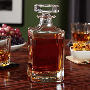 Le'raze Whiskey Decanter & Glasses Set, for Wine, whiskey, & Liquor, Elegant 5pc Set Includes Crystal Whiskey Decanter with Stopper and 4 DOF Glasses - Le'raze by G&L Decor Inc