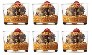 Set Of 6 Crystal Clear Glass 6 Ounce Dessert Ice Cream/Fruit Bowls, With 6 Taster Spoons, 12 -Piece Tasters Trifle Honey Tinis Dessert Bowl Set - Le'raze by G&L Decor Inc