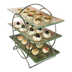 3 Tier Server Stand with Trays - Tiered Serving Platter - Perfect for Cake, Dessert, Shrimp, Appetizers & More - Le'raze by G&L Decor Inc