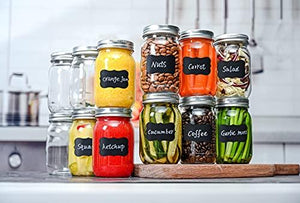 Set of 12 - 32oz Glass Mason Jars with lids - Airtight Band + Marker & Labels - Canning Jars with Lid - Regular Mouth - Ideal for Jelly Jar, Jam, Honey, Wedding Favors, Spice Jars, Meal Prep, Smoothie Cups, Preserving. - Le'raze by G&L Decor Inc