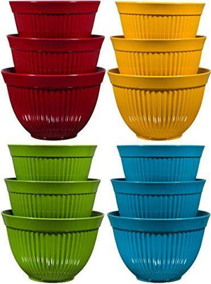 4-Piece Ribbed Prep & Serve Bowl Set with Lids, Assorted Colors - Le'raze Decor