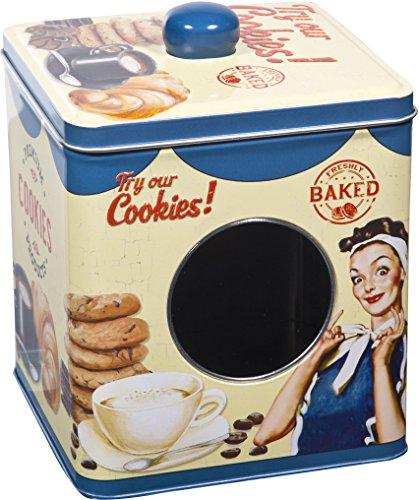 Kitchen Food Storage Tin Cookie, Tea, Sugar, Cupcakes Box With Window 5.75"H - Le'raze by G&L Decor Inc