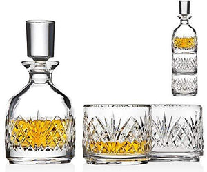 Stackable Whiskey Decanter and Whisky Glasses 3 pc set, for Liquor Scotch Bourbon or Wine - Le'raze by G&L Decor Inc