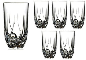 Set Of Six Heavy Base Twist Cut Drinking Glasses Crystal Highball Bar-ware Glasses, Clear Glass Durable Drink Cups, Elegant Glassware Set Ideal For Serving Or Bar - Le'raze by G&L Decor Inc