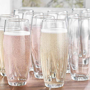 Stemless Champagne Flutes Glass Set of [12], Elegant Glassware Set Ideal for Wedding, Party Essentials, Wine Gifts - Le'raze by G&L Decor Inc