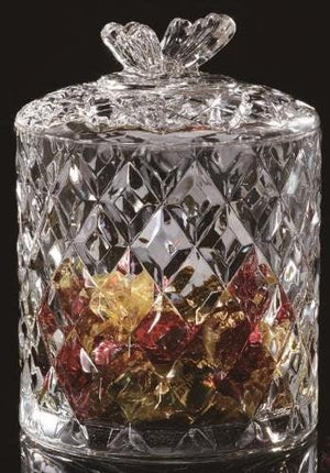 Le'raze Elegant Crystal Diamond-Faceted Candy Jar with Crystal with Butterfly Lid, Quality Decorative Biscuit Dish - Le'raze by G&L Decor Inc