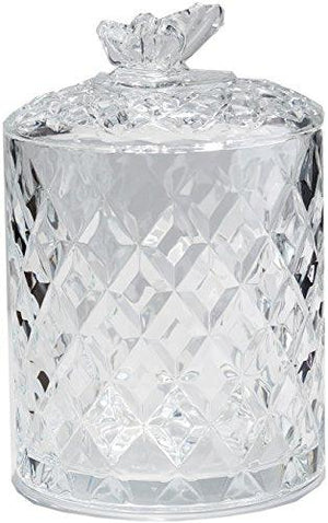 Le'raze Elegant Crystal Diamond-Faceted Candy Jar with Crystal with Butterfly Lid, Quality Decorative Biscuit Dish - Le'raze by G&L Decor Inc