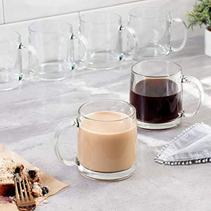 Elegant Glass Coffee Mug Set with Handle, Set of 4, Perfect for Coffee, Americano, Latte, Cappuccinos, Tea, and Beverage. - Le'raze by G&L Decor Inc