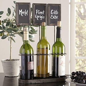Le'raze Metal Wine Bottle Holder with Chalkboard Signs Holds 3 Bottles of Wine, Simple Design Bottle Rack for Any Kitchen or Dining Room Decor - Le'raze by G&L Decor Inc