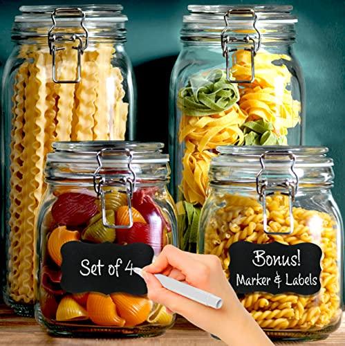 2pc Canister Set for Kitchen Counter + Labels & Marker - Glass