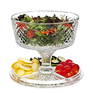 Godinger 4 in 1 Cake Stand and Serving Plate Platter with Dome Cover, Multi-Purpose Use - Dublin Crystal Collection - Le'raze by G&L Decor Inc
