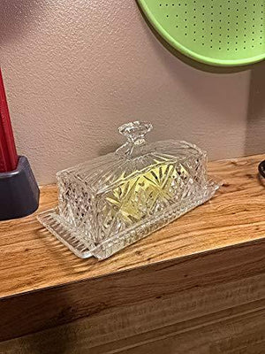 Covered Glass Butter Dish | Classic 2-Piece Design Butter Dish with Lid | Dishwasher Safe - Le'raze by G&L Decor Inc
