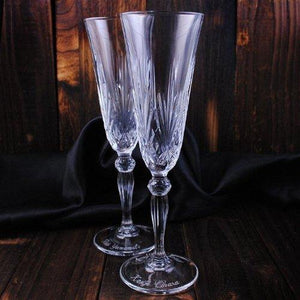 Elegant Crystal Champagne Toasting Flutes, Sparkling Design, Set of 6 Glasses,Ideal for Marriage Proposal, WeddingParty Essentials. - Le'raze by G&L Decor Inc