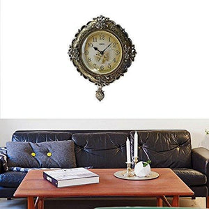 Le'raze Elegant Quality Flower Design Grandfather Wall Clock with Swinging Pendulum for New Room or Office. Color Brown & Bronze Quartz Movement Wall Clock - Le'raze by G&L Decor Inc