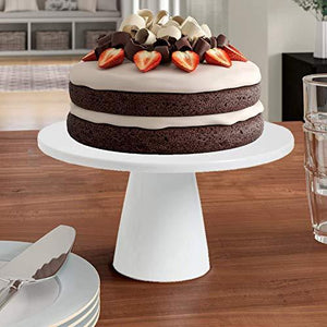Elegant White Cake Stand, 12' Cake Pedestal Stand - Desert Serving Tray for Birthday, Wedding Party and Events - Le'raze by G&L Decor Inc