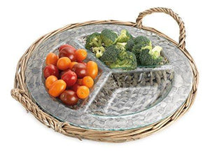 Food Server Display Plate Multi Sectional Compartment Serving Tray. 2 Piece 3-section Glass Relish Dish Buffet Server, for Dried Fruits, Snack, Candy, Nuts, Dips Serving Tray - Le'raze by G&L Decor Inc