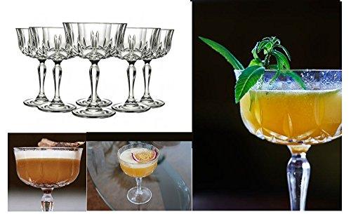 Set Of 6 Crystal Clear Glass Dessert Compote Ice Cream/Fruit Bowls, 6 Piece Tasters Trifle Honey Tinis Dessert Bowl Set - Le'raze by G&L Decor Inc