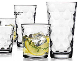 Attractive Bubble Design Highball Glasses Clear Heavy Base Tall Bar Glass Bubble Design - Set Of 10 Drinking Glasses for Water, Juice, Beer, Wine, and Cocktails 16 Ounces - Le'raze Decor