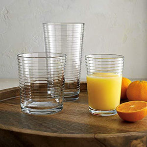 Durable Drinking Glasses [Set of 18] Glassware Set Includes 6-17oz Highball Glasses, 6-13oz Rocks Glasses, 6-7 oz Juice Glasses| Heavy Base Glass Cups for Water, Juice, Beer, Wine, and Cocktails - Le'raze by G&L Decor Inc
