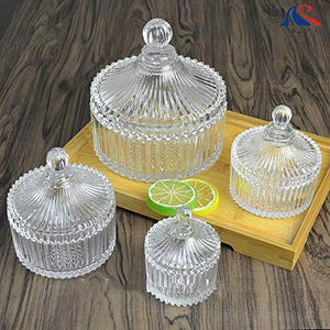 Glass Candy Jar with Lid - Crystal Candy Dish Bowl Ideal For Home, Office and Party - Small Candy Bowl - Le'raze by G&L Decor Inc