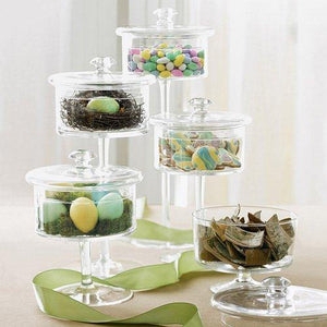Candy Dishes/Cookie Holders/Apothecary Jars/Cake Plate on glass foot with Lid Home Decor candy dish Set - Le'raze by G&L Decor Inc