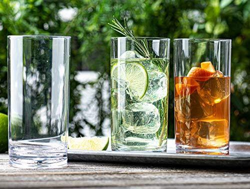 Acrylic Highball Glasses [Set of 10] Clear Tall Bar Glass - Drinking Glasses for Water, Juice, Beer, Wine, Whiskey, and Cocktails | 13 Ounce Cups - Le'raze by G&L Decor Inc