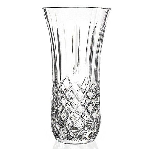 Le'raze Beautiful Elegant Crystal Vase,11.5" Made with Wide Mouth, and Beautiful Cuts Along The Bottom Made in Italy - Le'raze by G&L Decor Inc