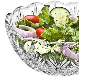 Elegant Crystal Clear Salad Bowl, Glass Mixing Bowl, All Purpose Round Serving Bowl - Le'raze by G&L Decor Inc