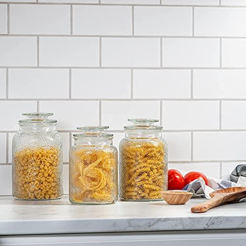 Airtight Food Storage Container with Lids - New BPA Free Clear Kitchen and Pantry Organization Canisters with Durable Lids for Cereal, Nut Candy Dry