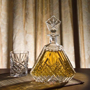 Crystal Liquor Whiskey and Wine Decanter Set. Triangular Decanter Bottle with Stopper - Le'raze by G&L Decor Inc