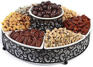 Elegant Serving Platter,7-Piece Section Serving Dish Ceramic and Pressed Metal, Ideal for Appetizers, Salad, Party Bowl, Relish Dish, Chip and Dip Set - Le'raze Decor