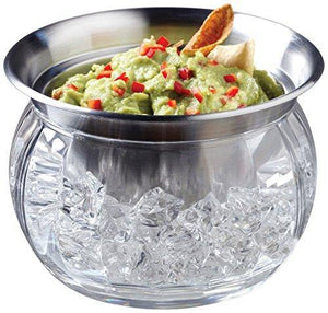 Stainless Steel Dip Chiller Bowl with Acrylic Ice Bowl with Acrylic Ice Base - Cold Food Buffet Server - Le'raze Decor