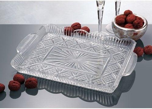 Crystal Rectangular Elegant Serving Tray, For Whiskey Decanter,candle Sticks,vanity set, and Serving - Le'raze by G&L Decor Inc