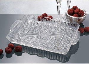Crystal Rectangular Elegant Serving Tray, For Whiskey Decanter,candle Sticks,vanity set, and Serving - Le'raze by G&L Decor Inc