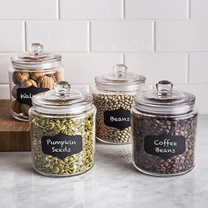3pc Canister Sets for Kitchen Counter + Labels & Marker - Glass Cookie Jars with Airtight Lids - Food Storage Containers with Lids Airtight for Pantry - Le'raze Decor