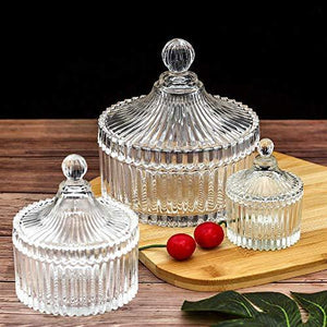 Glass Candy Jar with Lid - Crystal Candy Dish Bowl Ideal For Home, Office and Party - Small Candy Bowl - Le'raze by G&L Decor Inc