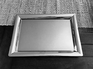 Le'raze Elegant Mirrored Rectangular Silver Tray, Mirrored Tray for Whiskey Decanter, Candle Sticks, Vanity Set, Perfume Tray, and Serving - Le'raze by G&L Decor Inc