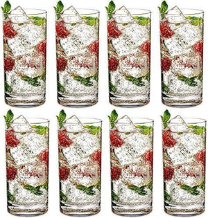 Acrylic Highball Glasses [Set of 10] Clear Tall Bar Glass - Drinking Glasses for Water, Juice, Beer, Wine, Whiskey, and Cocktails | 13 Ounce Cups - Le'raze by G&L Decor Inc