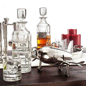 Le'raze Airplane Cocktail Shaker, Premium 24 Ounce Bar Shaker With Stand, Airplane Art Bar Drink Shaker, Aviation Bartender Mixer, Ideal For Flying Bartender, Pilot Gift, Chrome Airplane Decor - Le'raze by G&L Decor Inc