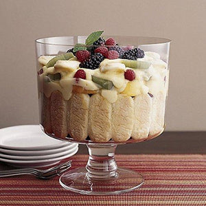 Le'raze Elegant Large Glass Trifle Bowl, Footed Tiramisu Bowl for Serving Desert,Cake and Fruits, 9 Inch Trifle Dish - Le'raze by G&L Decor Inc