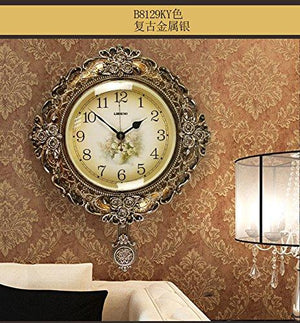 Le'raze Elegant Quality Flower Design Grandfather Wall Clock with Swinging Pendulum for New Room or Office. Color Brown & Bronze Quartz Movement Wall Clock - Le'raze by G&L Decor Inc
